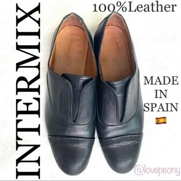 INTERMIX Black Karen-11-32 Loafer Lizard Toe - Picture 1 of 12